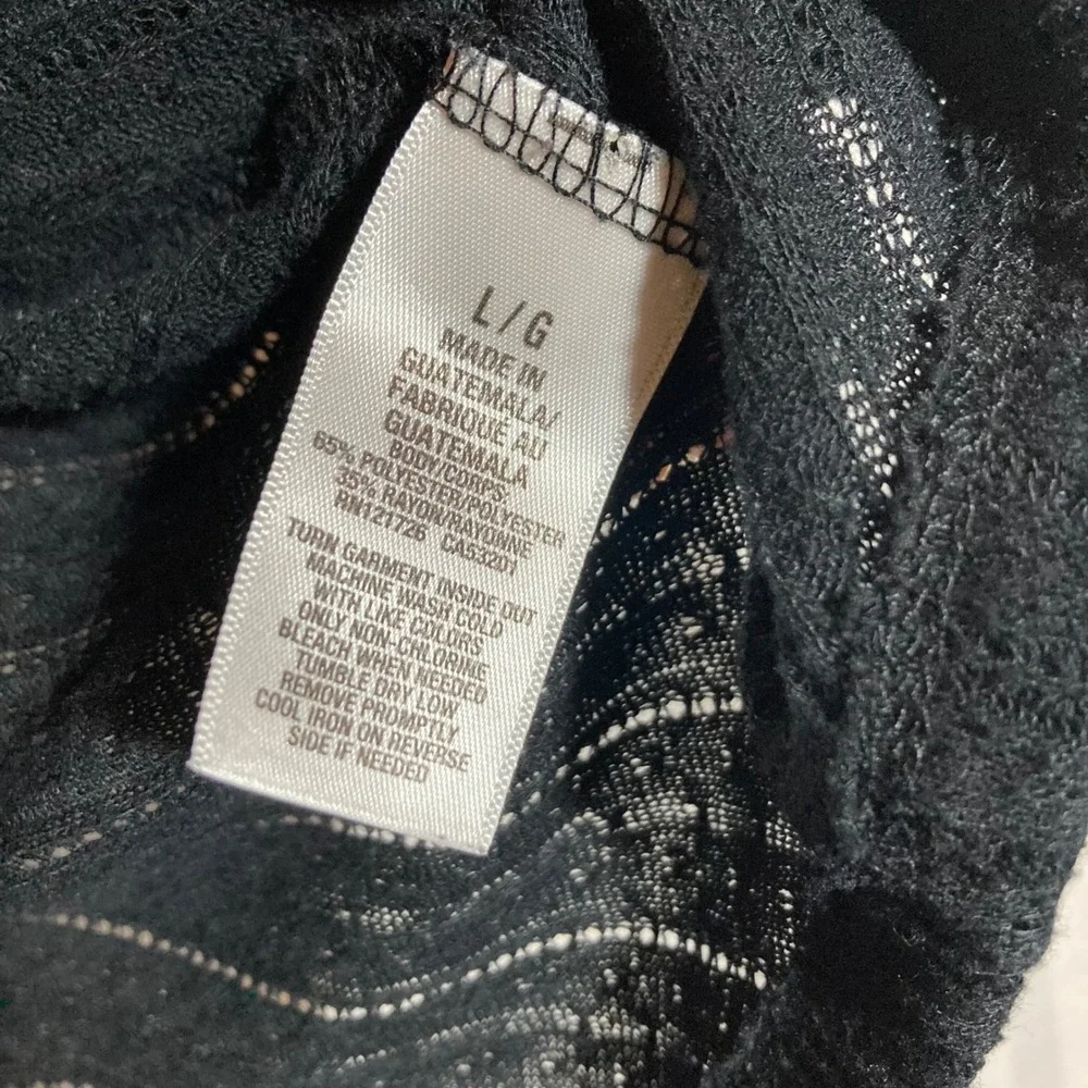 Boho Minimalist Black Pointelle Knit Open Cardigan Dolman Sleeve Aeropostale L